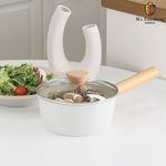 [M.v.Eisenberg] KUCHEN BAUM IH Ceramic Pot Series – 18cm Sauce Pan, 20cm Stock Pot, 24cm Stock Pot | Non-Stick, Natural Mineral Coating, Induction-Compatible, Wooden Handle, Easy to Clean
